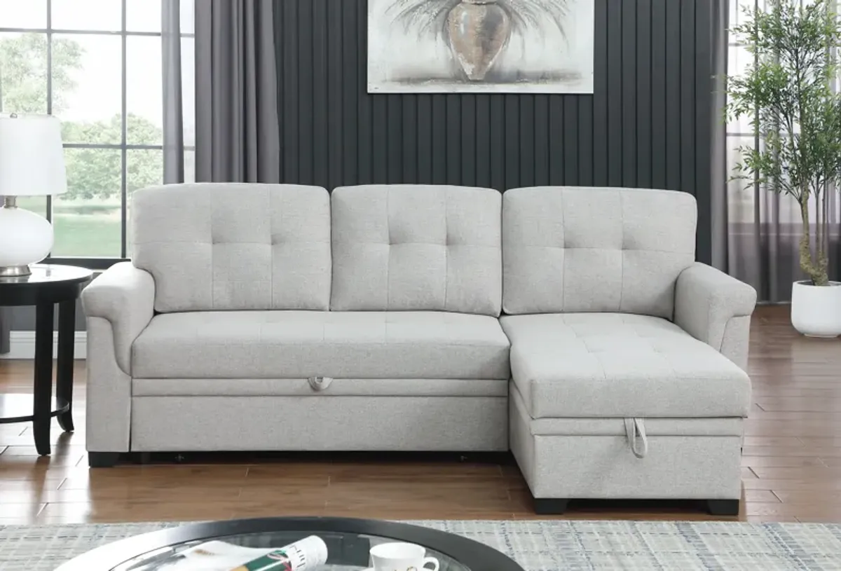 Lucca - Linen Reversible Sleeper Sectional Sofa With Storage Chaise