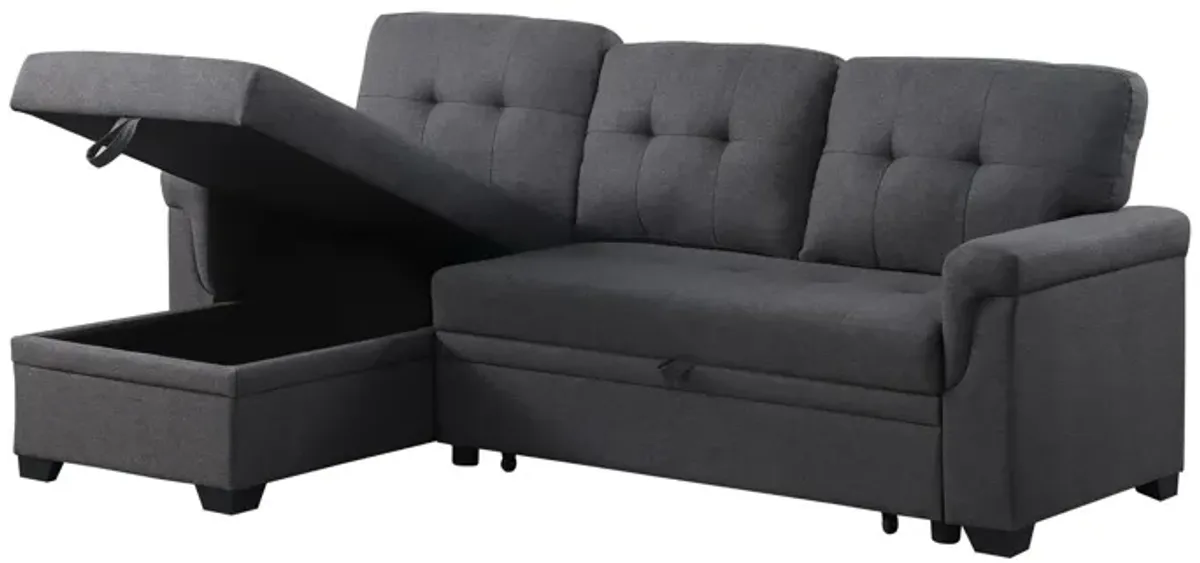 Lucca - Linen Reversible Sleeper Sectional Sofa With Storage Chaise