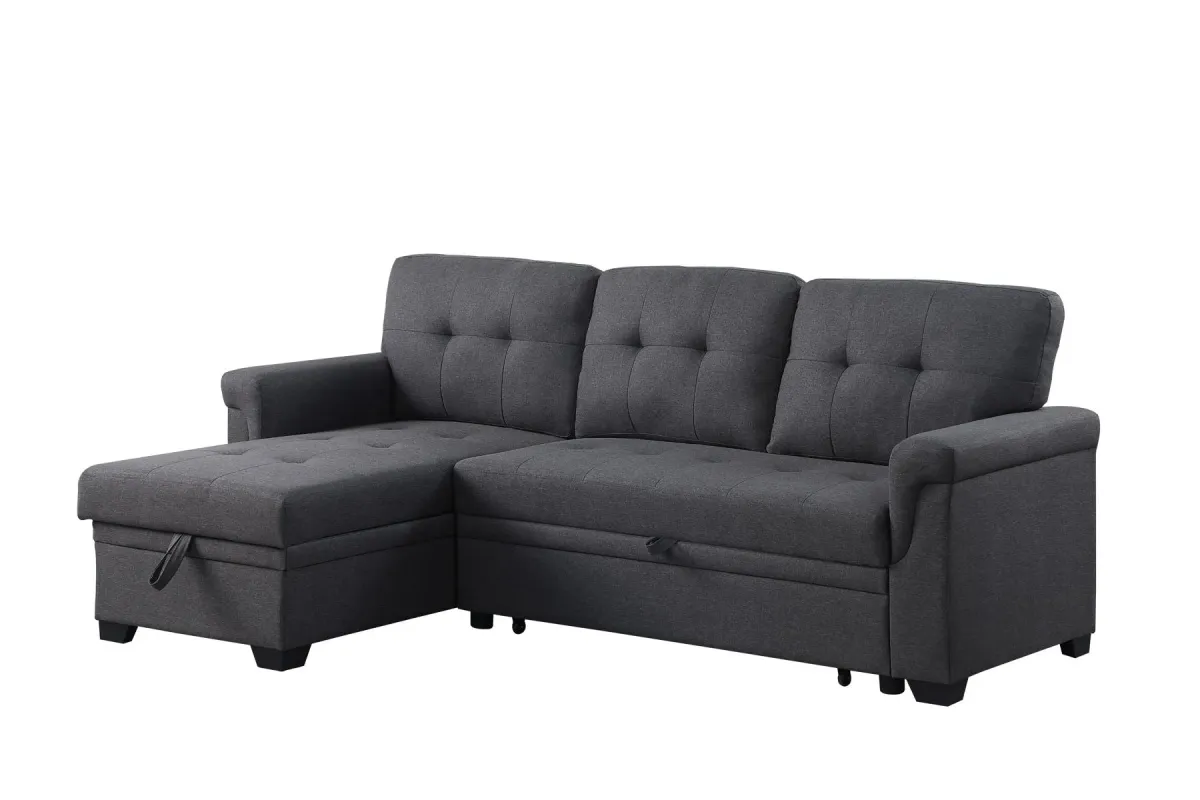 Lucca - Linen Reversible Sleeper Sectional Sofa With Storage Chaise