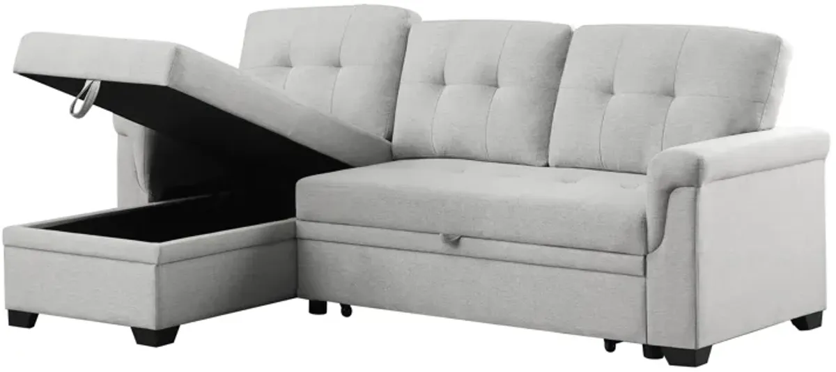 Lucca - Linen Reversible Sleeper Sectional Sofa With Storage Chaise