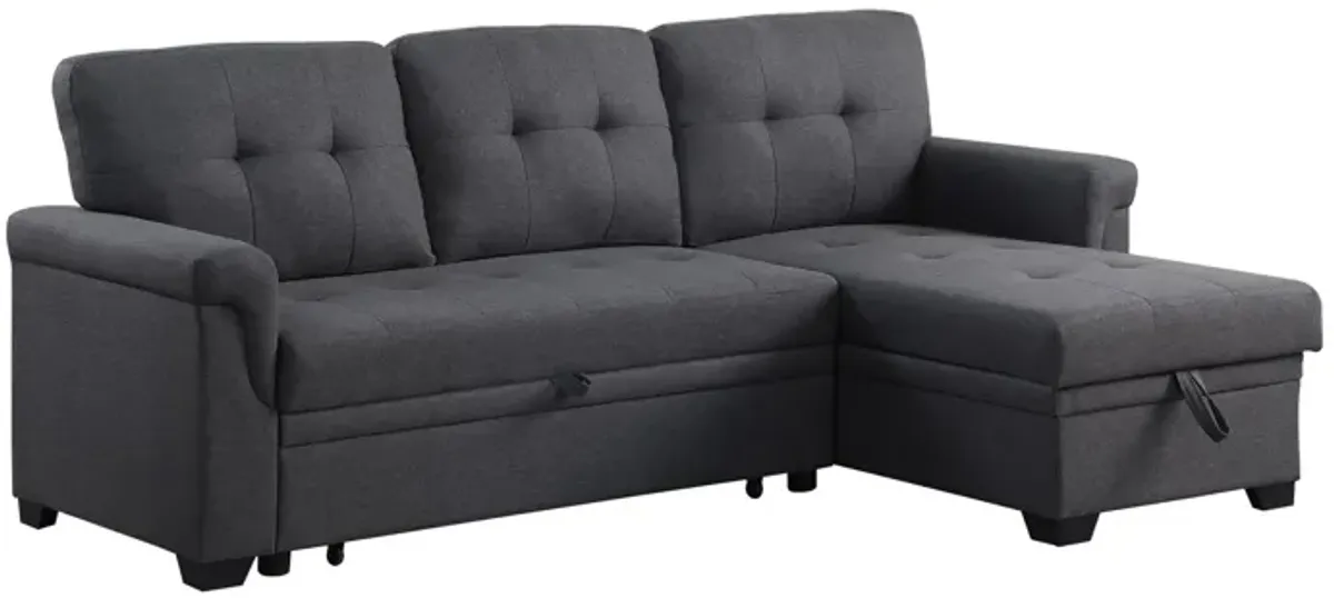 Lucca - Linen Reversible Sleeper Sectional Sofa With Storage Chaise