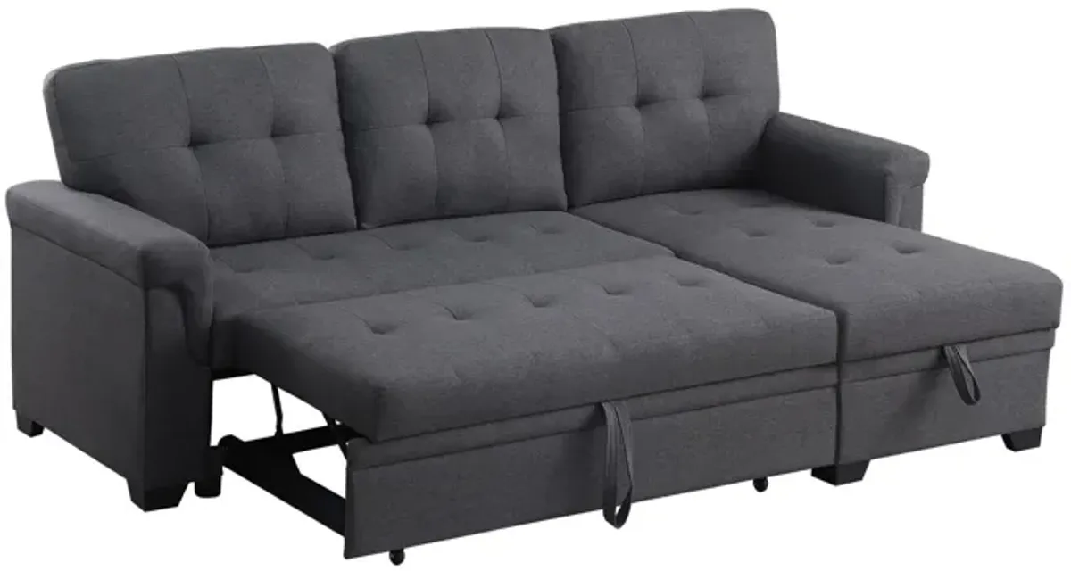 Lucca - Linen Reversible Sleeper Sectional Sofa With Storage Chaise