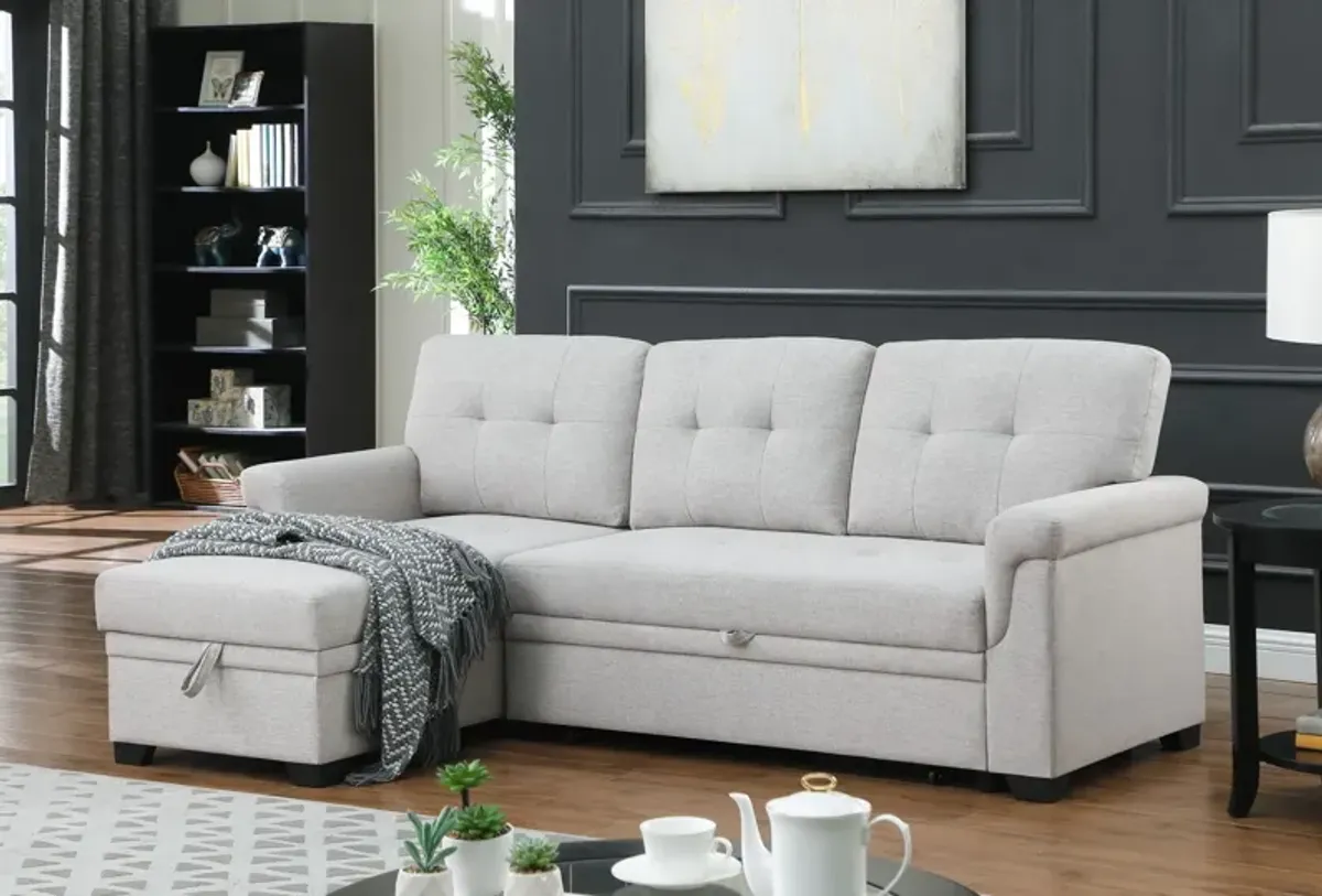 Lucca - Linen Reversible Sleeper Sectional Sofa With Storage Chaise