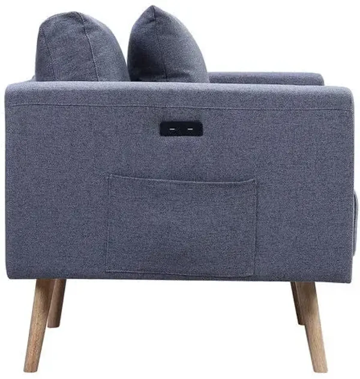 Easton - Linen Fabric Living Room Set With USB Charging Ports Pockets And Pillows (Set of 2)