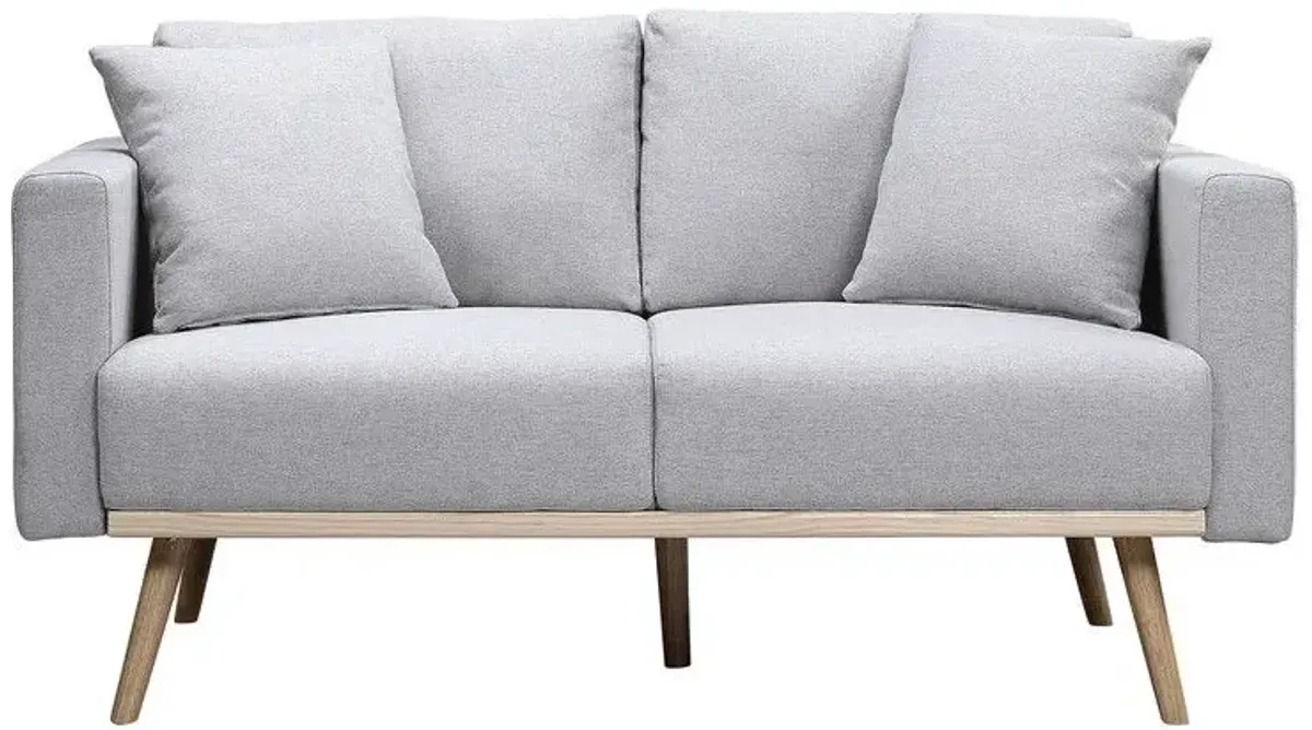 Easton - Linen Fabric Loveseat With USB Charging Ports Pockets And Pillows