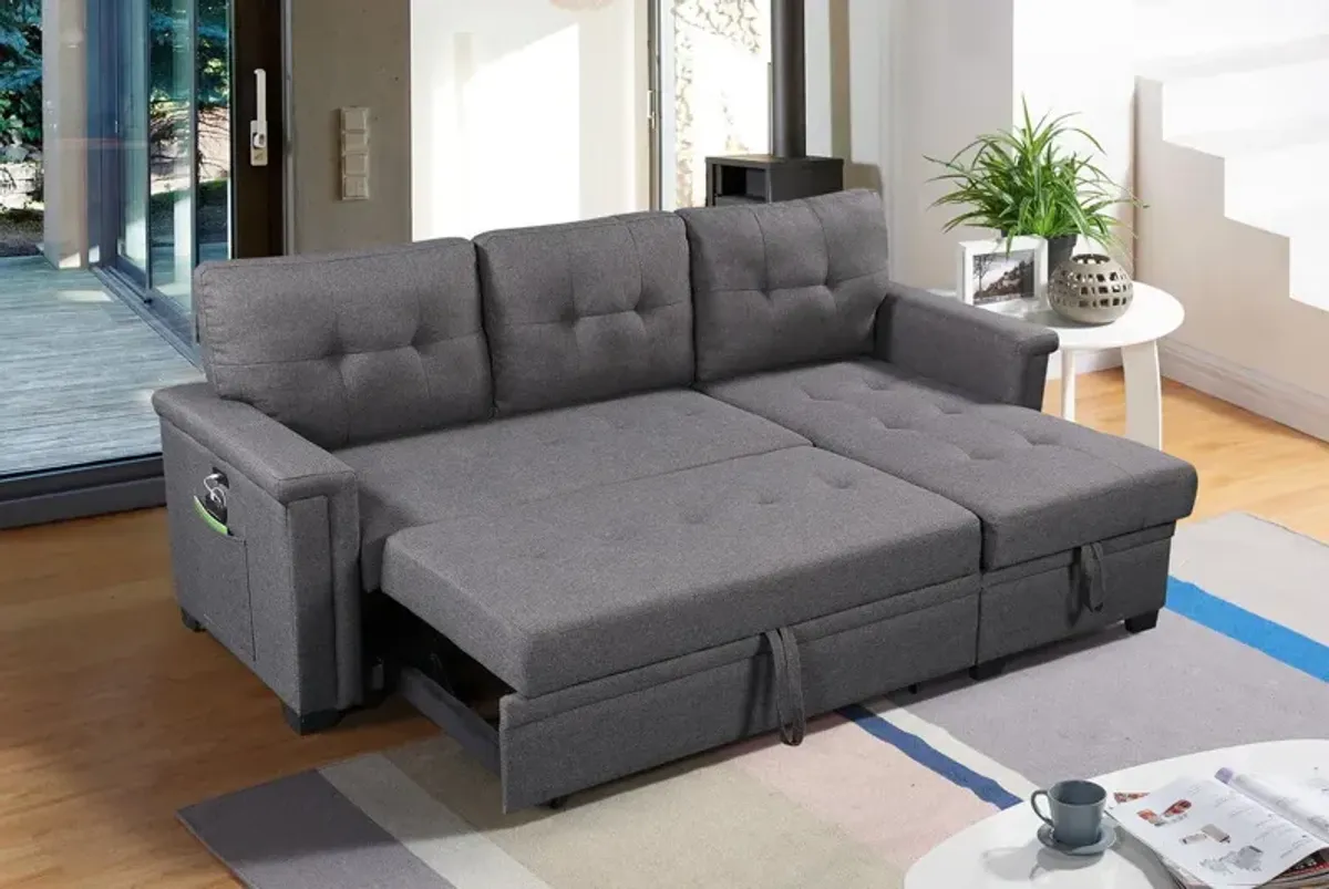 Ashlyn - Reversible Sleeper Sectional Sofa With Storage Chaise, USB Charging Ports And Pocket