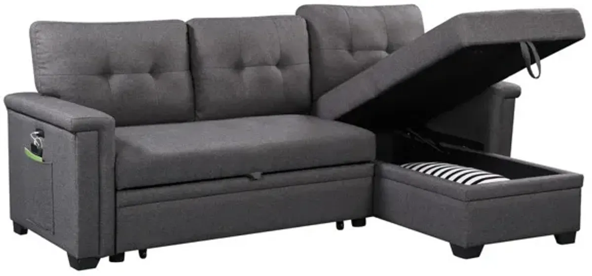 Ashlyn - Reversible Sleeper Sectional Sofa With Storage Chaise, USB Charging Ports And Pocket