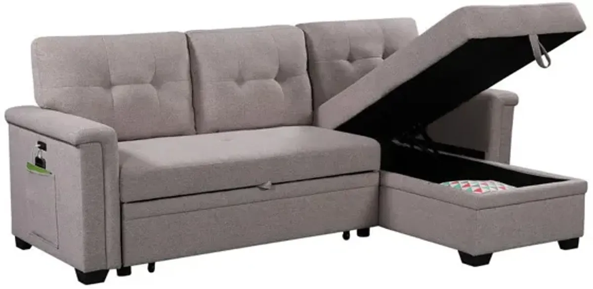 Ashlyn - Reversible Sleeper Sectional Sofa With Storage Chaise, USB Charging Ports And Pocket