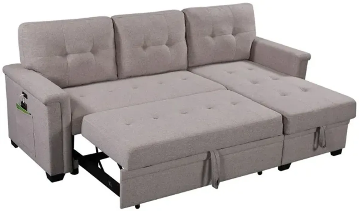 Ashlyn - Reversible Sleeper Sectional Sofa With Storage Chaise, USB Charging Ports And Pocket