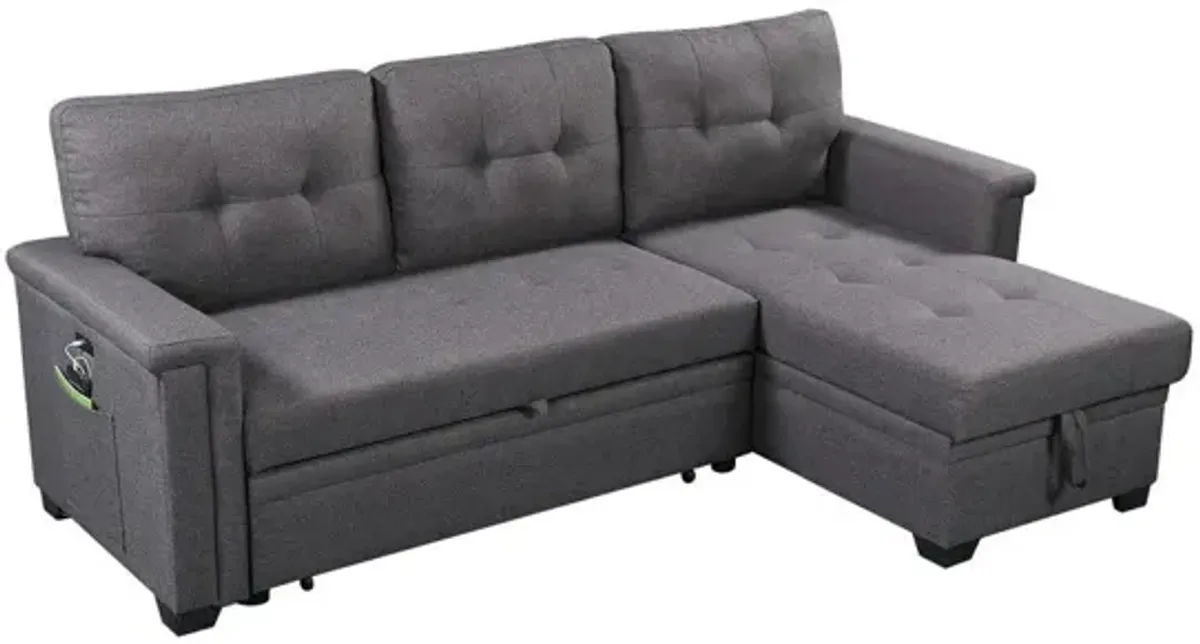 Ashlyn - Reversible Sleeper Sectional Sofa With Storage Chaise, USB Charging Ports And Pocket