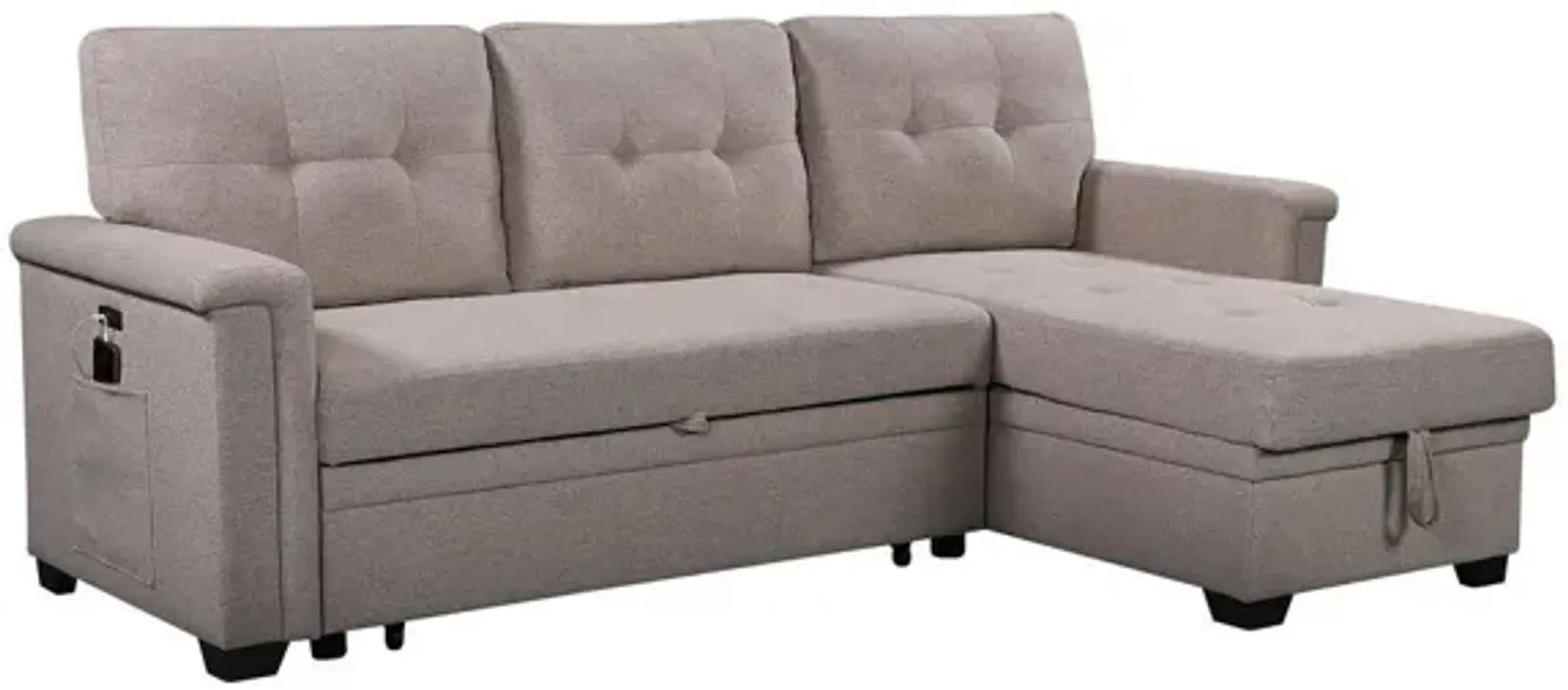 Ashlyn - Reversible Sleeper Sectional Sofa With Storage Chaise, USB Charging Ports And Pocket