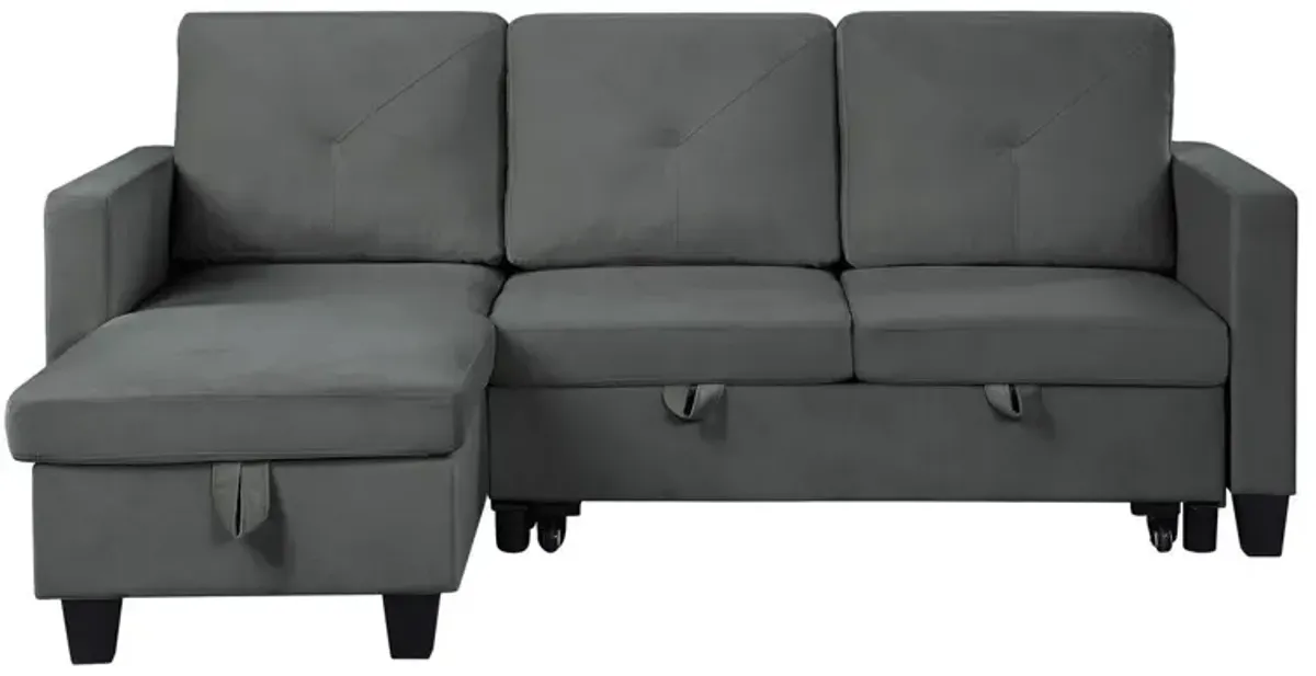 Nova - Velvet Reversible Sleeper Sectional Sofa With Storage Chaise