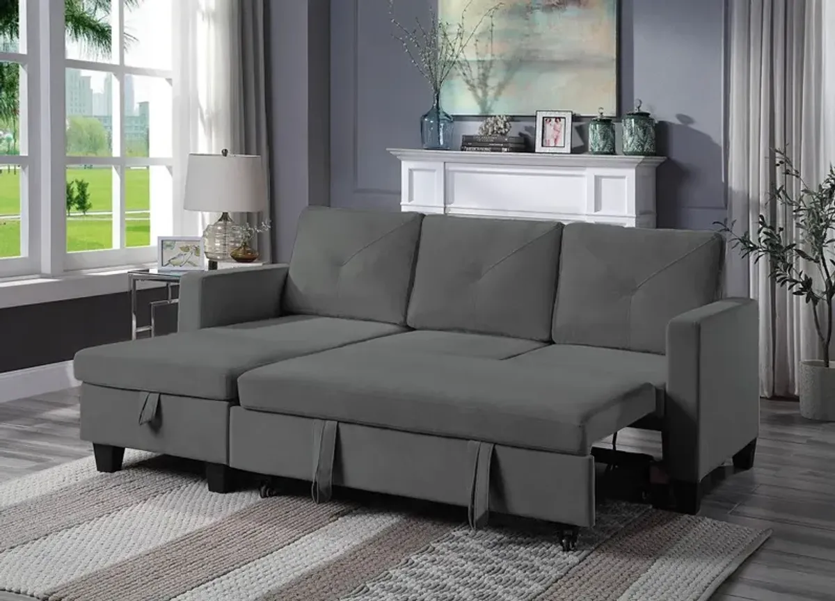 Nova - Velvet Reversible Sleeper Sectional Sofa With Storage Chaise