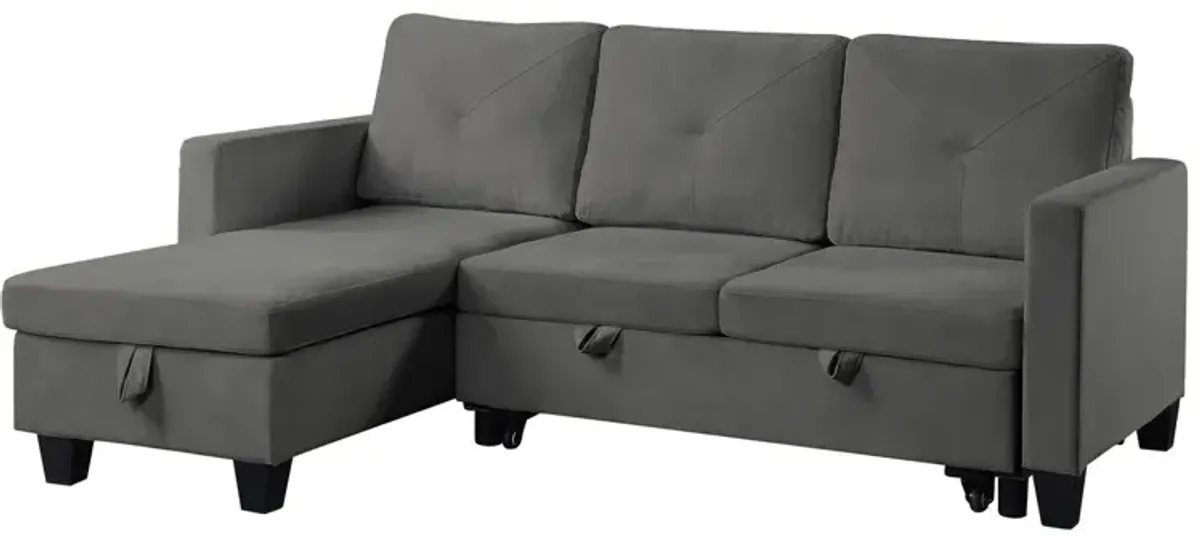 Nova - Velvet Reversible Sleeper Sectional Sofa With Storage Chaise