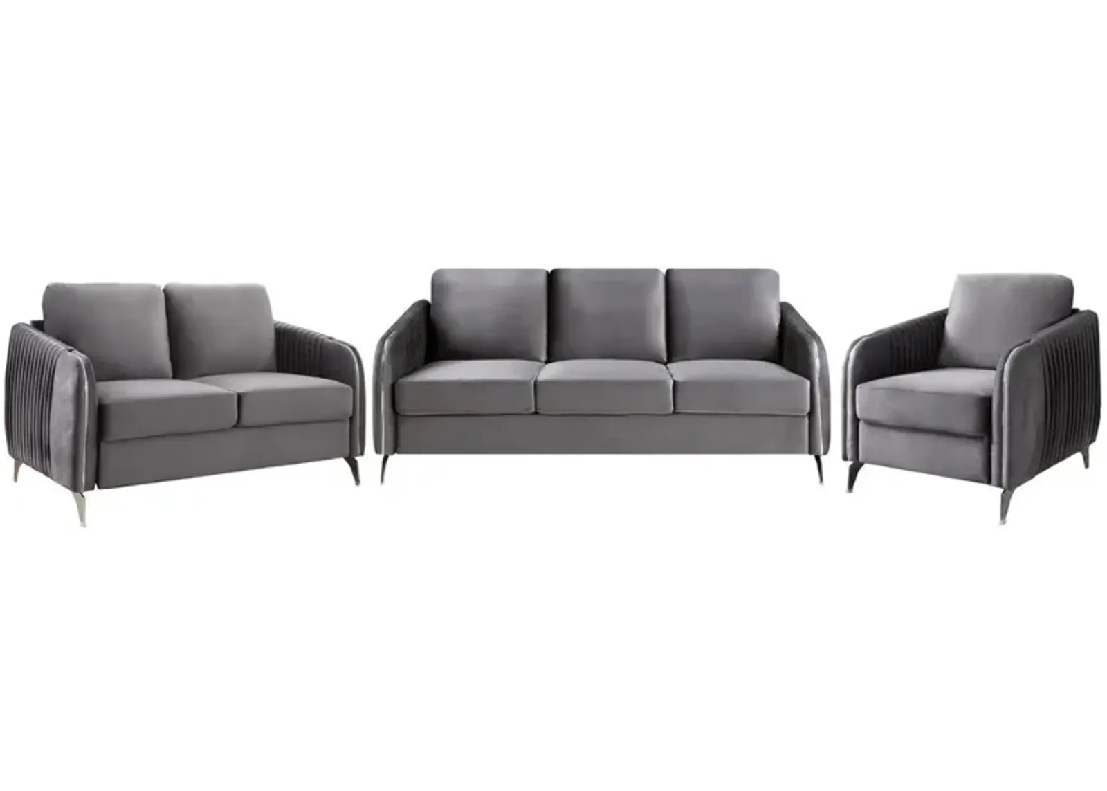 Hathaway - Velvet Fabric Sofa Set