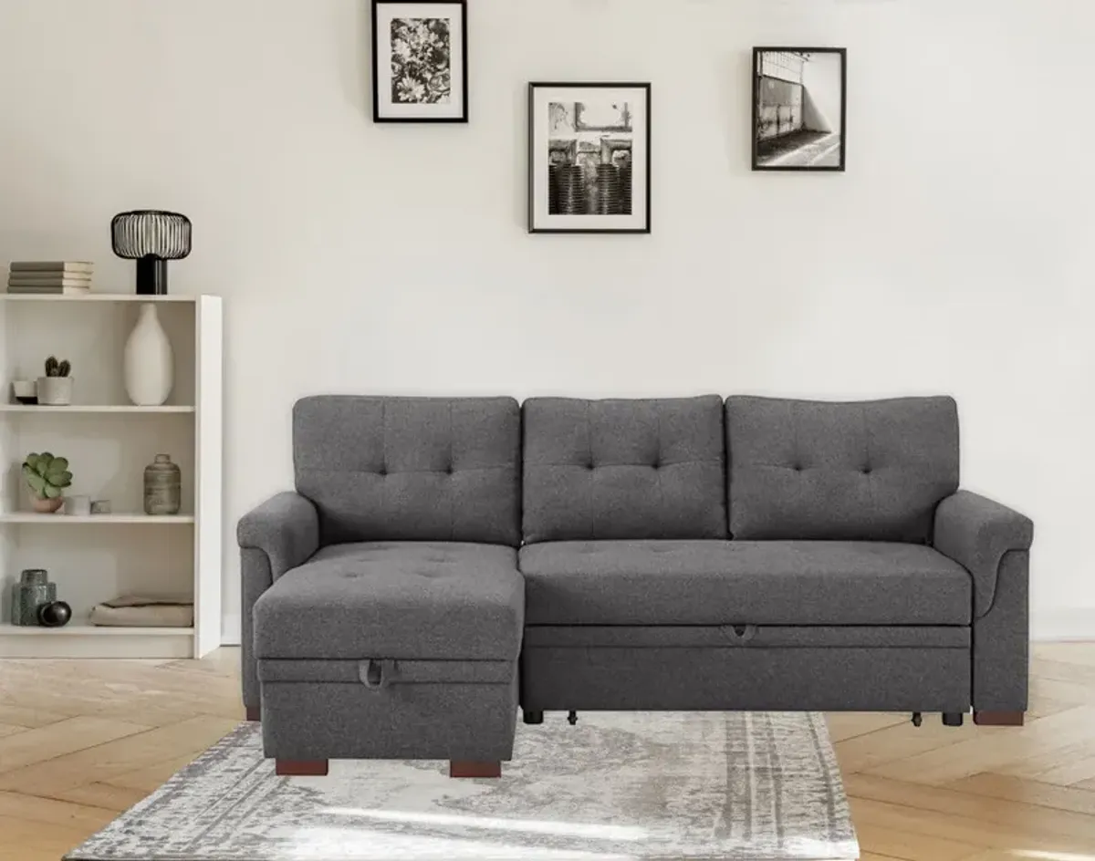 Sierra - Linen Reversible Sleeper Sectional Sofa With Storage Chaise