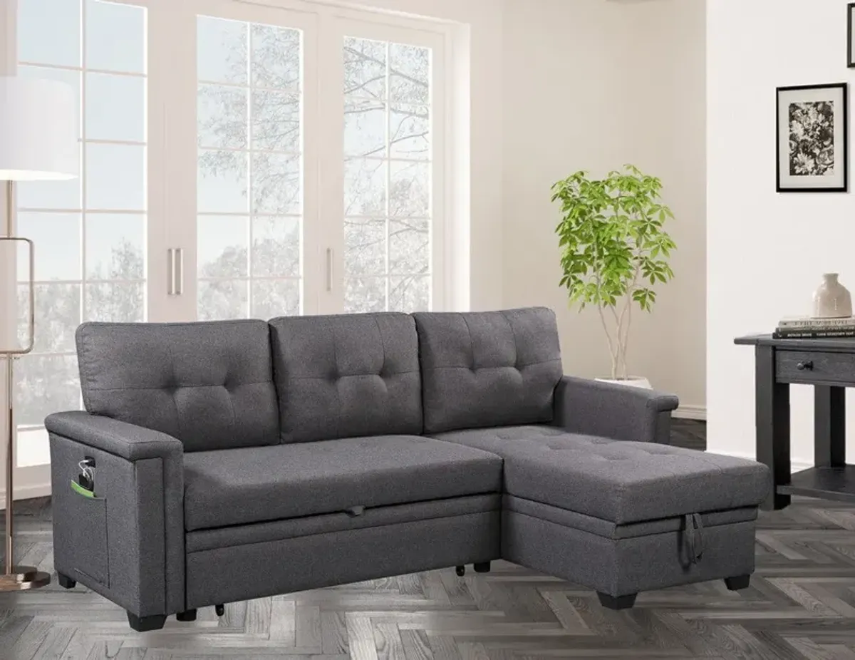 Nathan - Reversible Sleeper Sectional Sofa With Storage Chaise, USB Charging Ports And Pocket