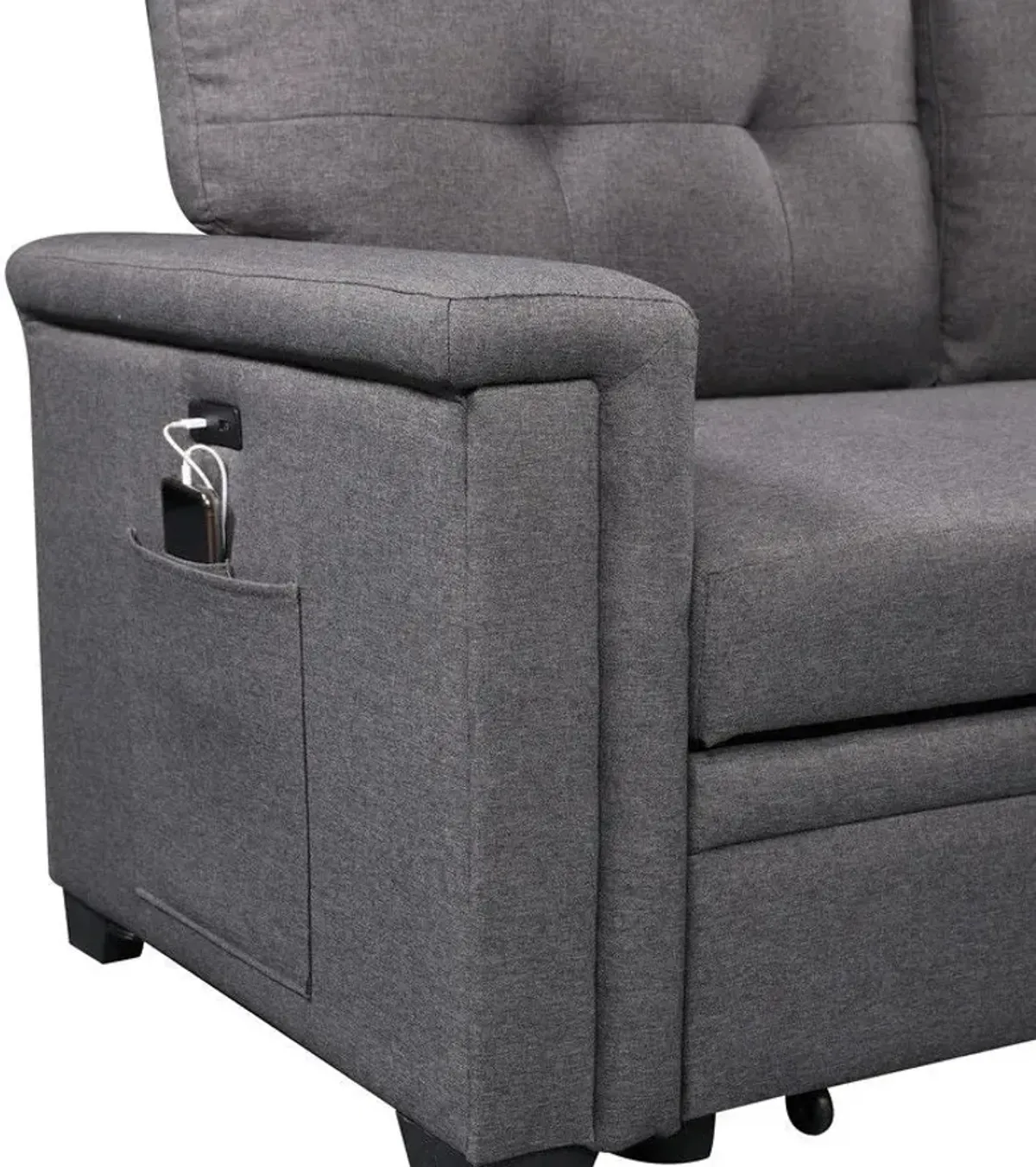 Nathan - Reversible Sleeper Sectional Sofa With Storage Chaise, USB Charging Ports And Pocket