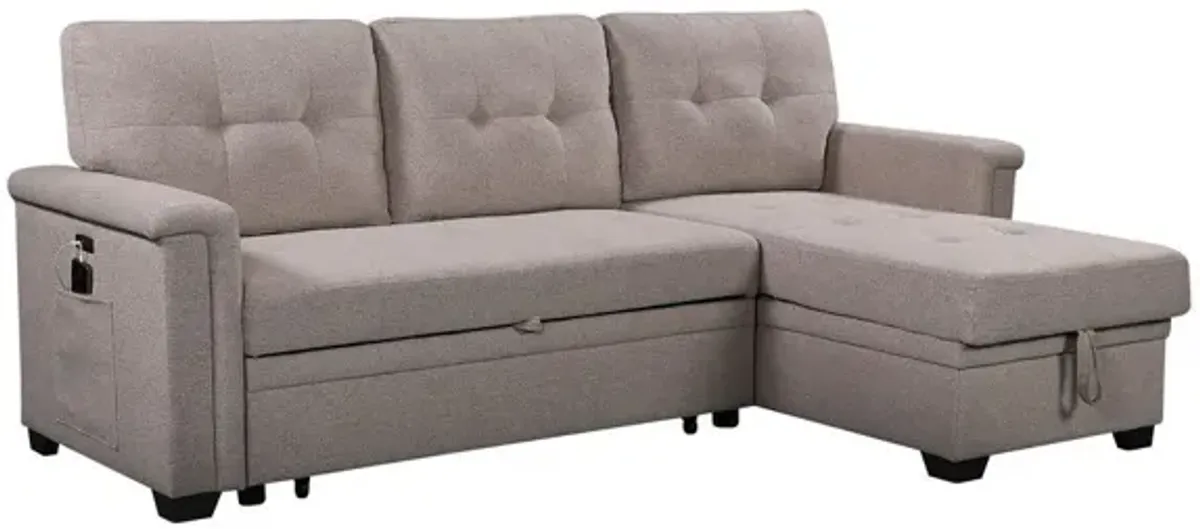 Nathan - Reversible Sleeper Sectional Sofa With Storage Chaise, USB Charging Ports And Pocket