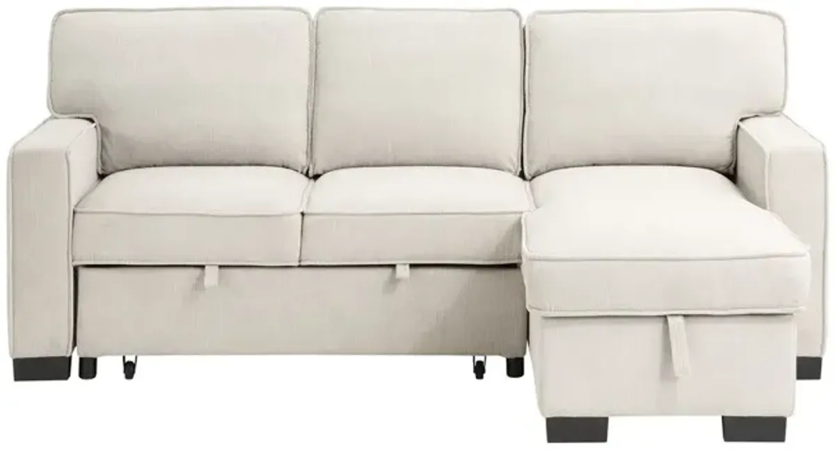 Estelle - Fabric Reversible Sleeper Sectional With Storage Chaise Drop-Down Table 2 Cup Holders And 2 USB Ports