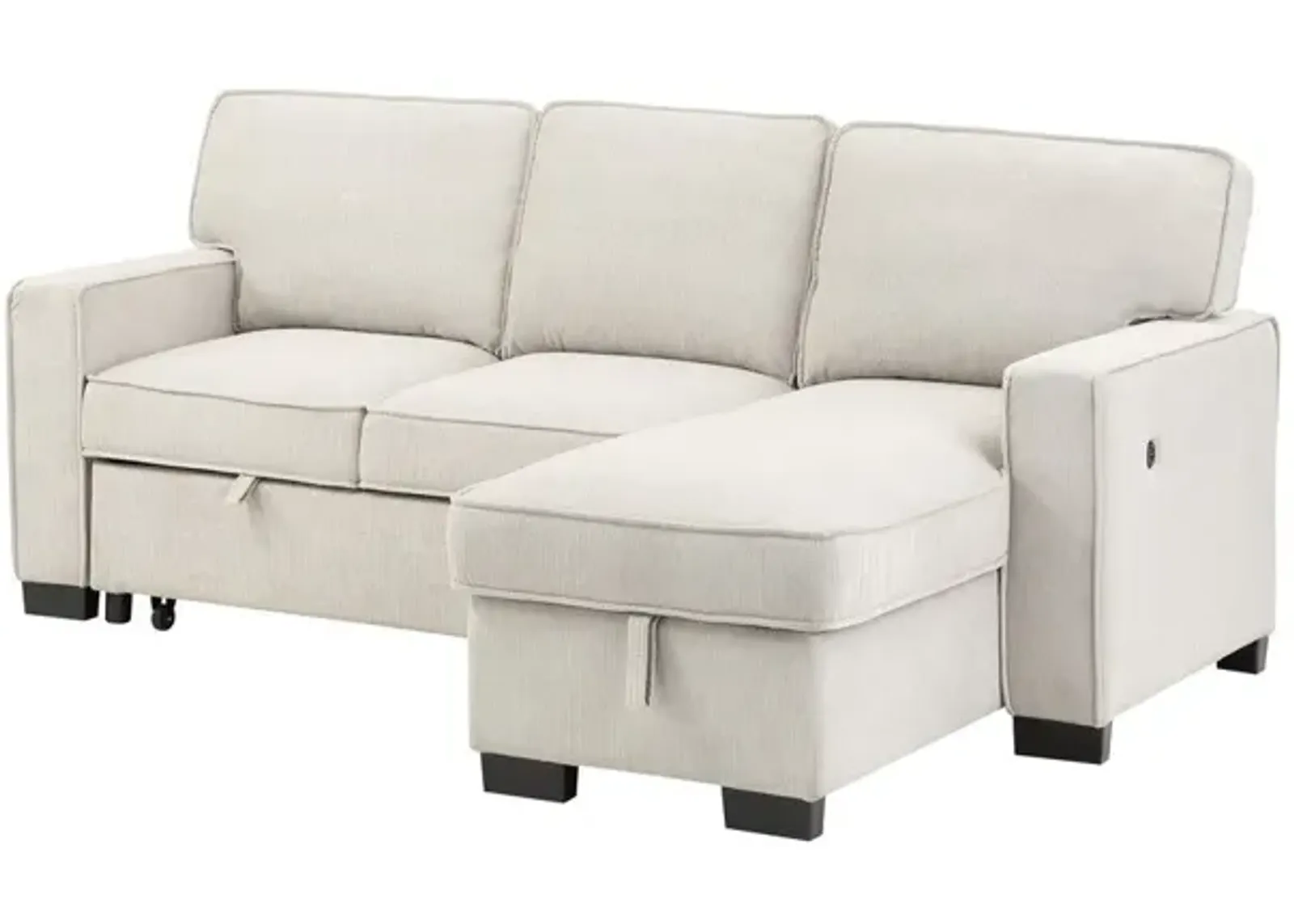 Estelle - Fabric Reversible Sleeper Sectional With Storage Chaise Drop-Down Table 2 Cup Holders And 2 USB Ports