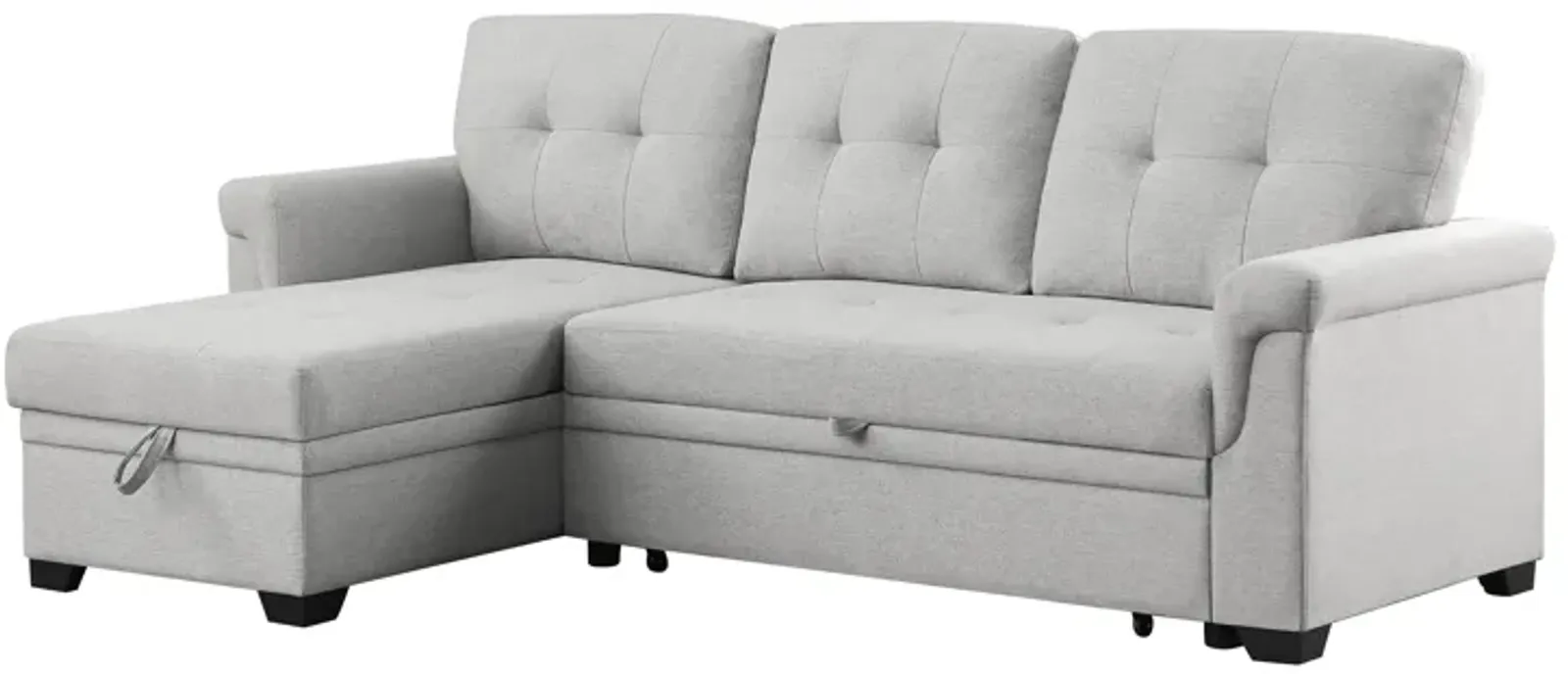 Hunter - Linen Reversible Sleeper Sectional Sofa With Storage Chaise