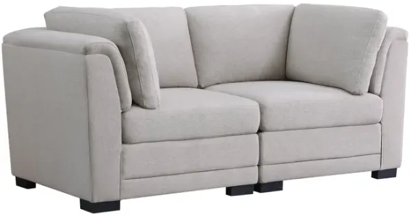 Kristin - Linen Fabric Loveseat - Light Gray