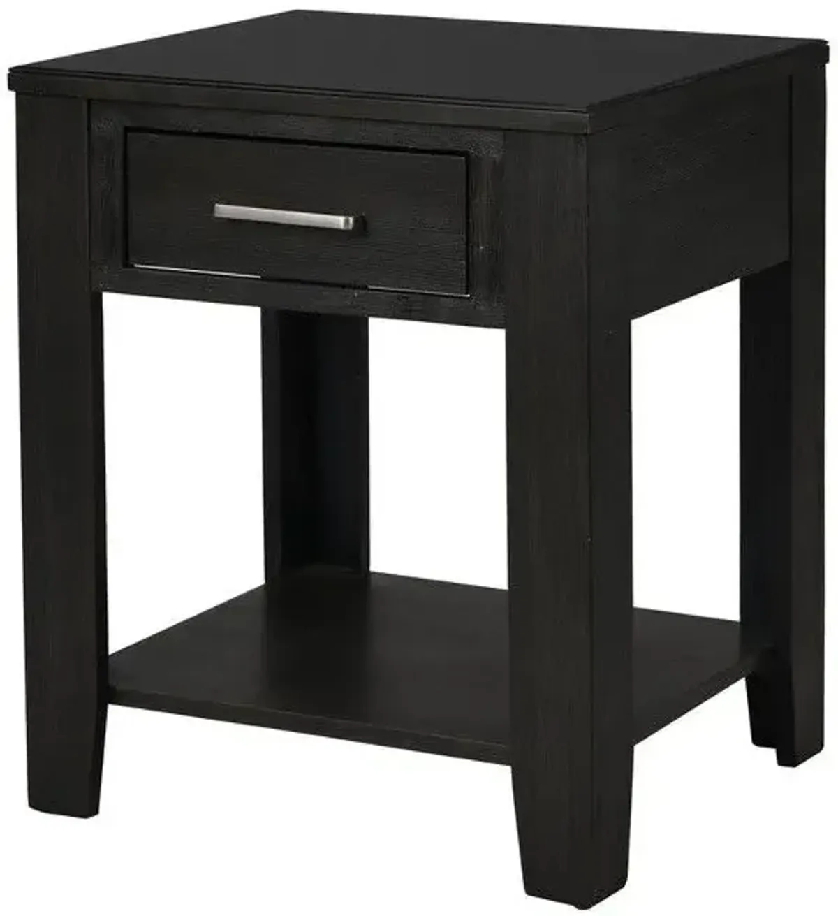 Bruno - Wooden End Table With Tempered Glass Top And Drawer - Ash Gray