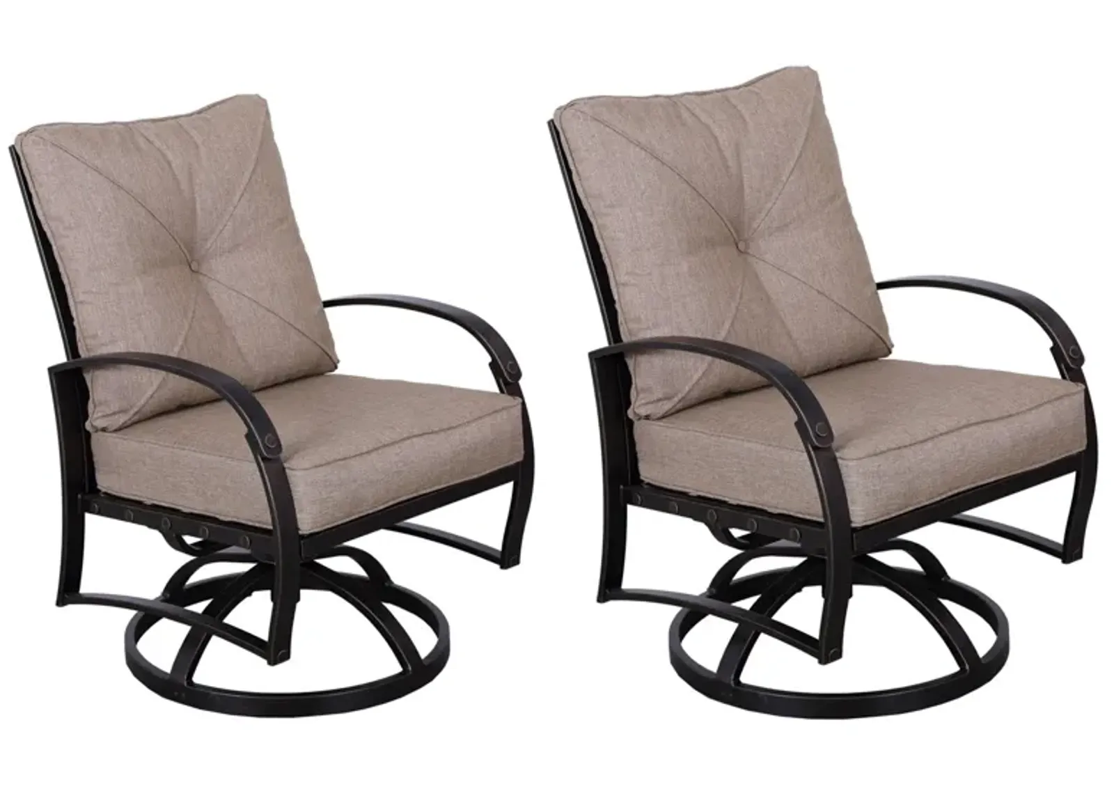 Modern Dining Swivel Chair With Back And Seat Cushion (Set of 2) - Antique Bronze