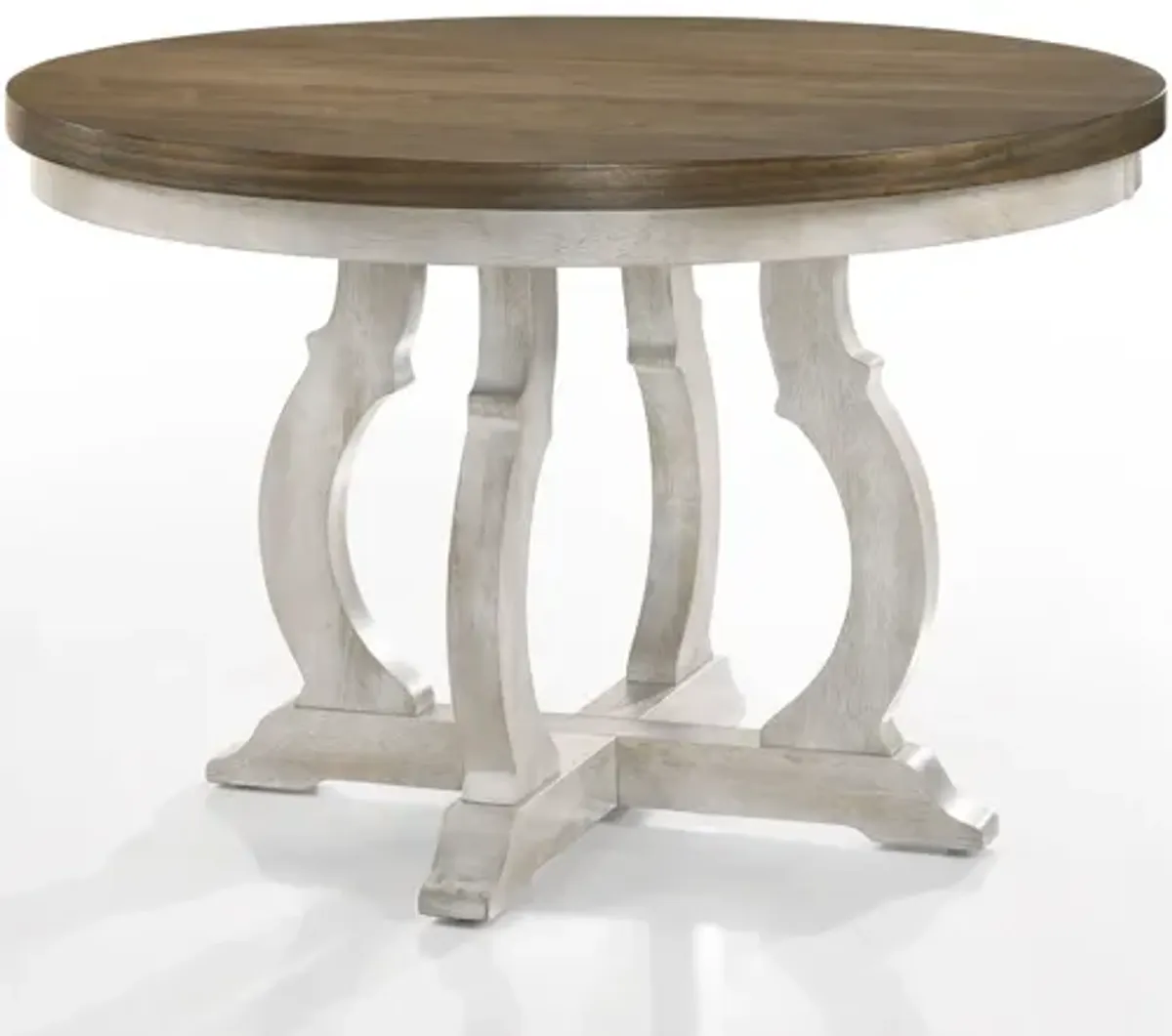 Havanna - Wide Vintage Contemporary Round Dining Table With Off White Colored Base - Walnut