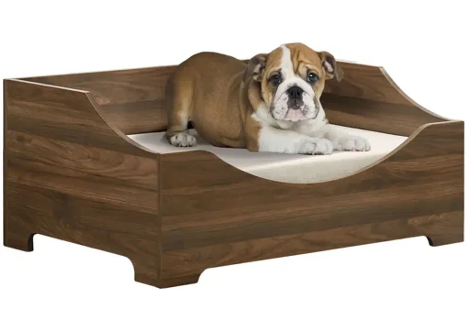 Gibson - Alder Wood Finish Modern Comfy Pet Bed With Cushion - Brown