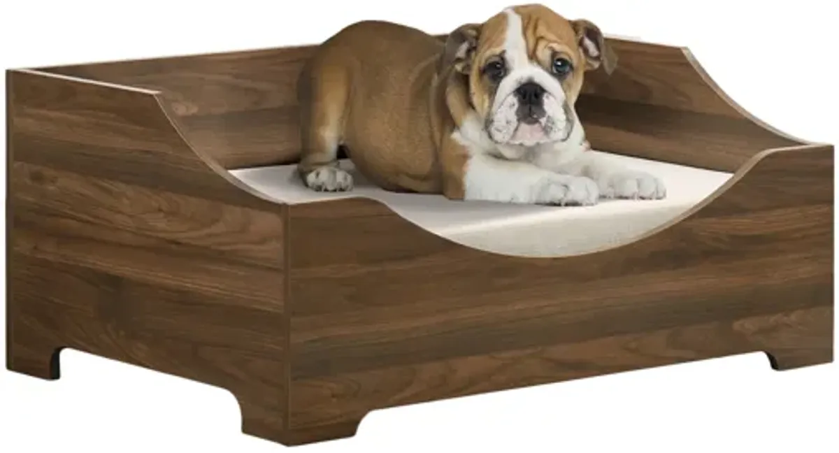 Gibson - Alder Wood Finish Modern Comfy Pet Bed With Cushion - Brown