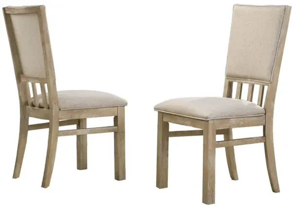 Brutus - Wide Contemporary Fabric Dining Chair (Set of 2) - Reclaimed Wheat