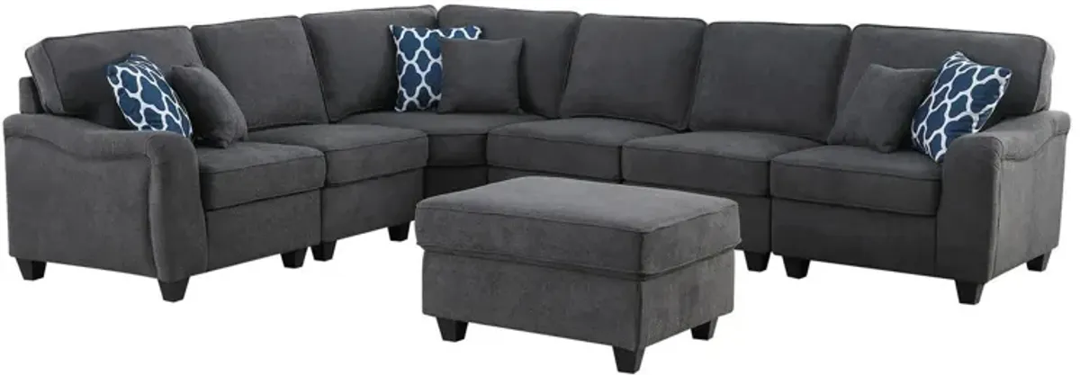 Leo - Woven Modular L-Shape Sectional Sofa And Ottoman