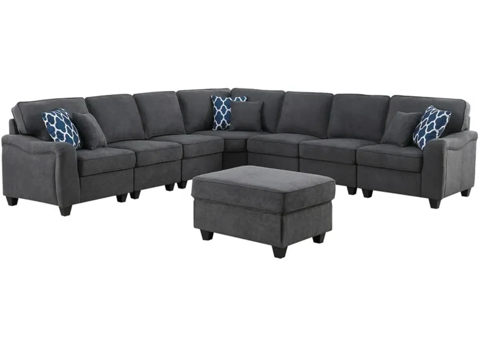 Leo - Woven Modular L-Shape Sectional Sofa And Ottoman