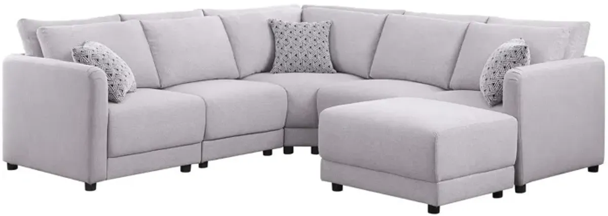 Penelope - Fabric Reversible Modular Sectional Sofa With Ottoman And Pillows