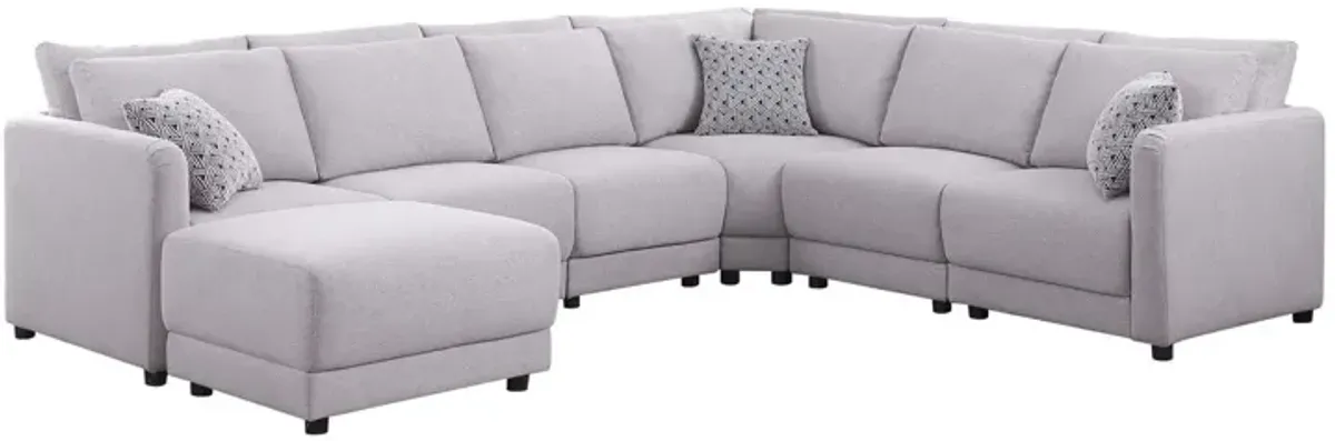 Penelope - Fabric Reversible Modular Sectional Sofa With Ottoman And Pillows