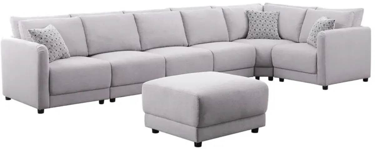 Penelope - Fabric Reversible Modular Sectional Sofa With Ottoman And Pillows