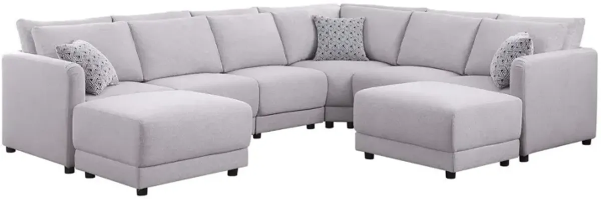 Penelope - Fabric Reversible Modular Sectional Sofa With Ottoman And Pillows