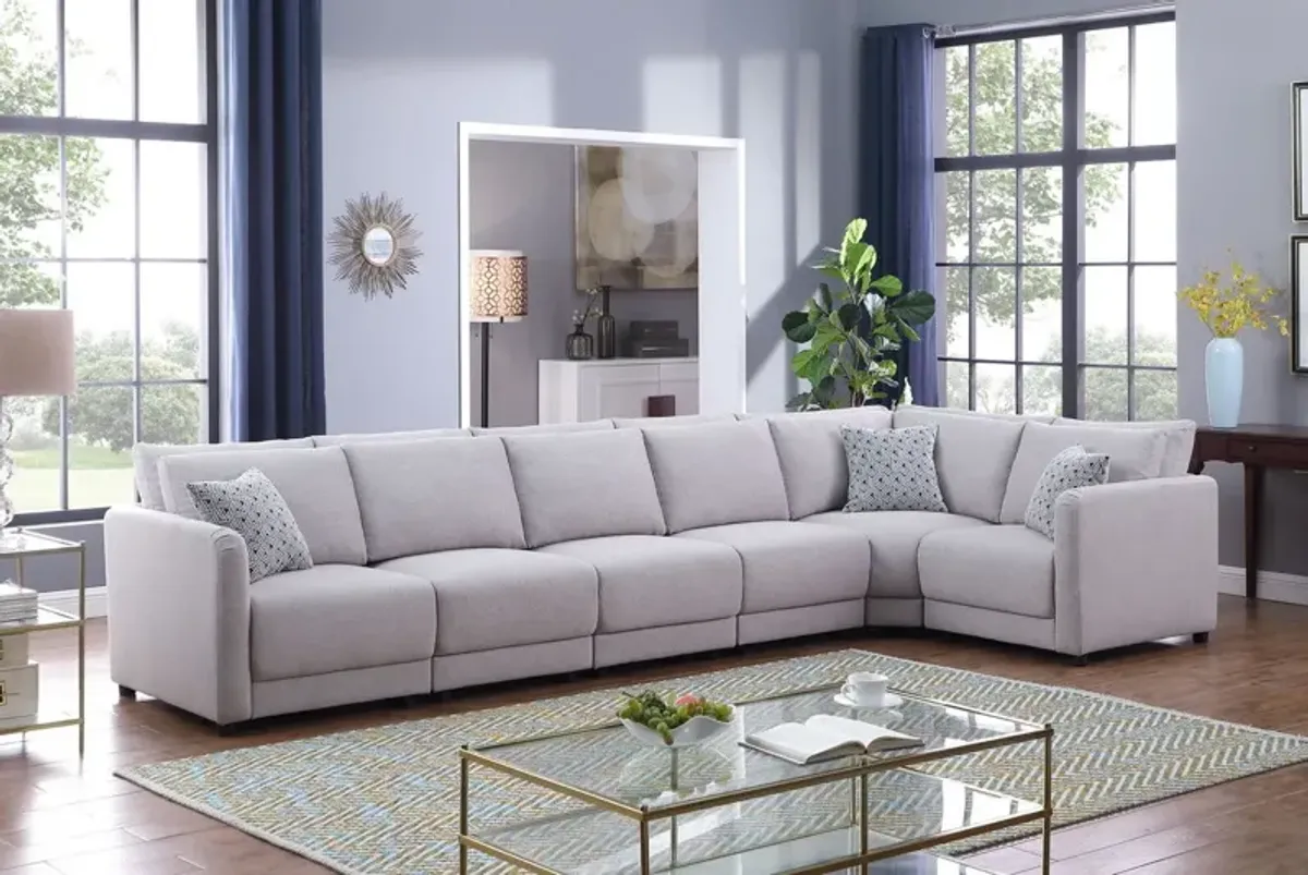 Penelope - Fabric Reversible Modular Sectional Sofa With Ottoman And Pillows