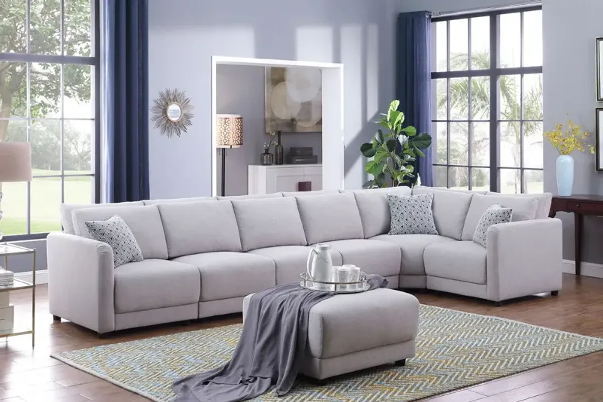 Penelope - Fabric Reversible Modular Sectional Sofa With Ottoman And Pillows