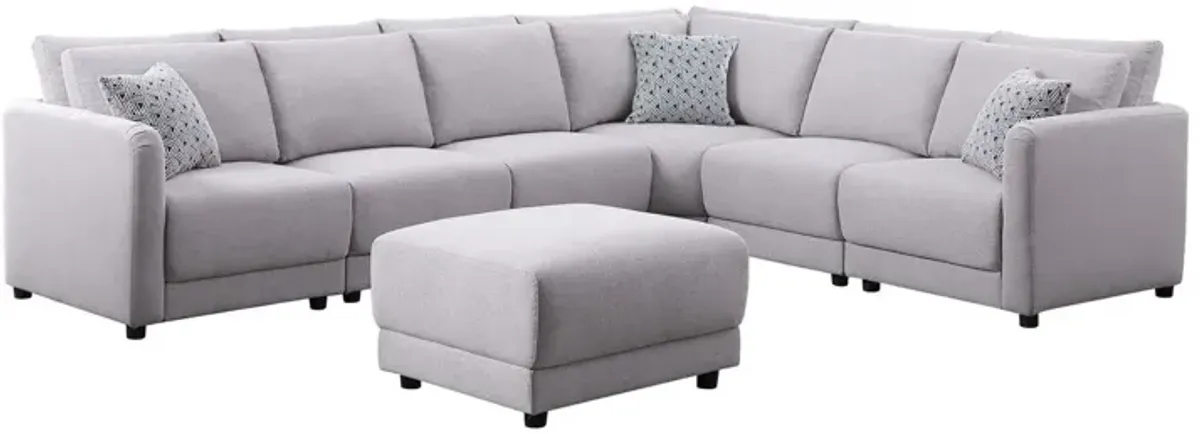 Penelope - Fabric Reversible Modular Sectional Sofa With Ottoman And Pillows