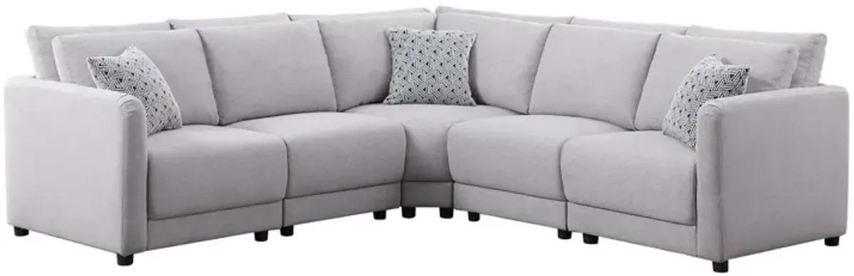 Penelope - Fabric Reversible Modular Sectional Sofa With Ottoman And Pillows