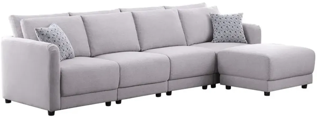 Penelope - Fabric Reversible Modular Sectional Sofa With Ottoman And Pillows