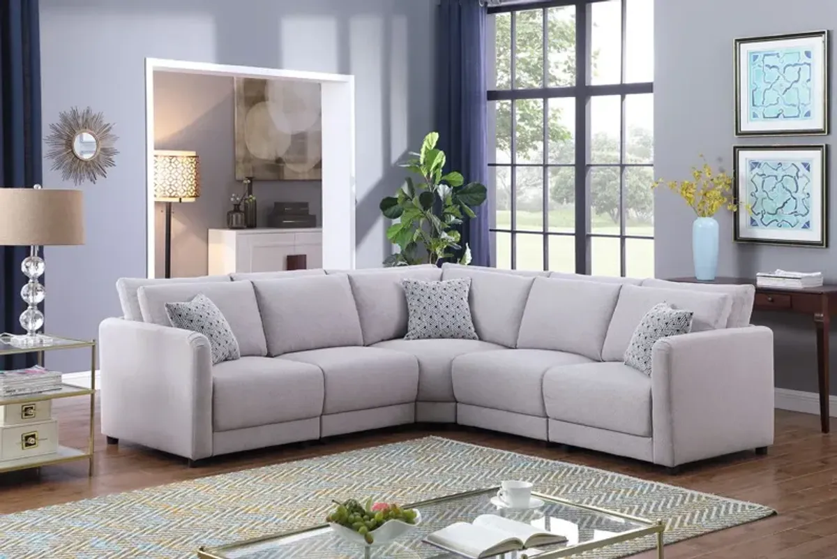 Penelope - Fabric Reversible Modular Sectional Sofa With Ottoman And Pillows