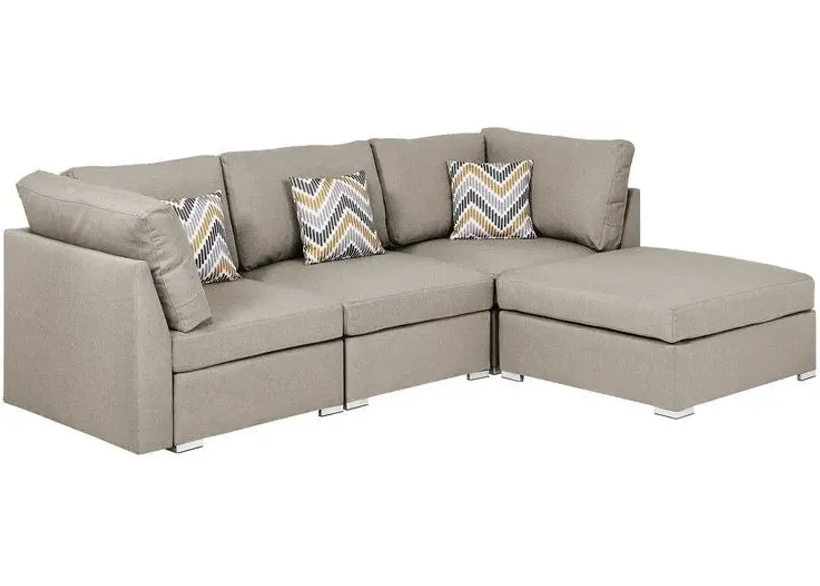 Amira - Fabric Sofa With Ottoman And Pillows