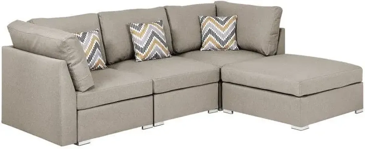 Amira - Fabric Sofa With Ottoman And Pillows