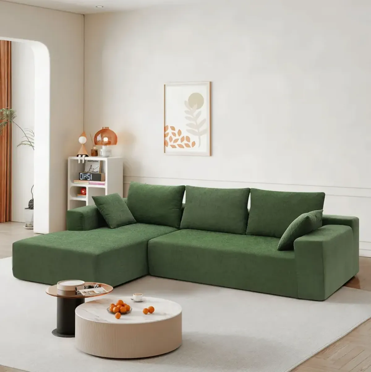 Modular Sectional Living Room Sofa Set, Modern Minimalist Style Couch, Upholstered Sleeper Sofa For Living Room, Bedroom, Salon, 2 Piece Free Combination, L-Shape