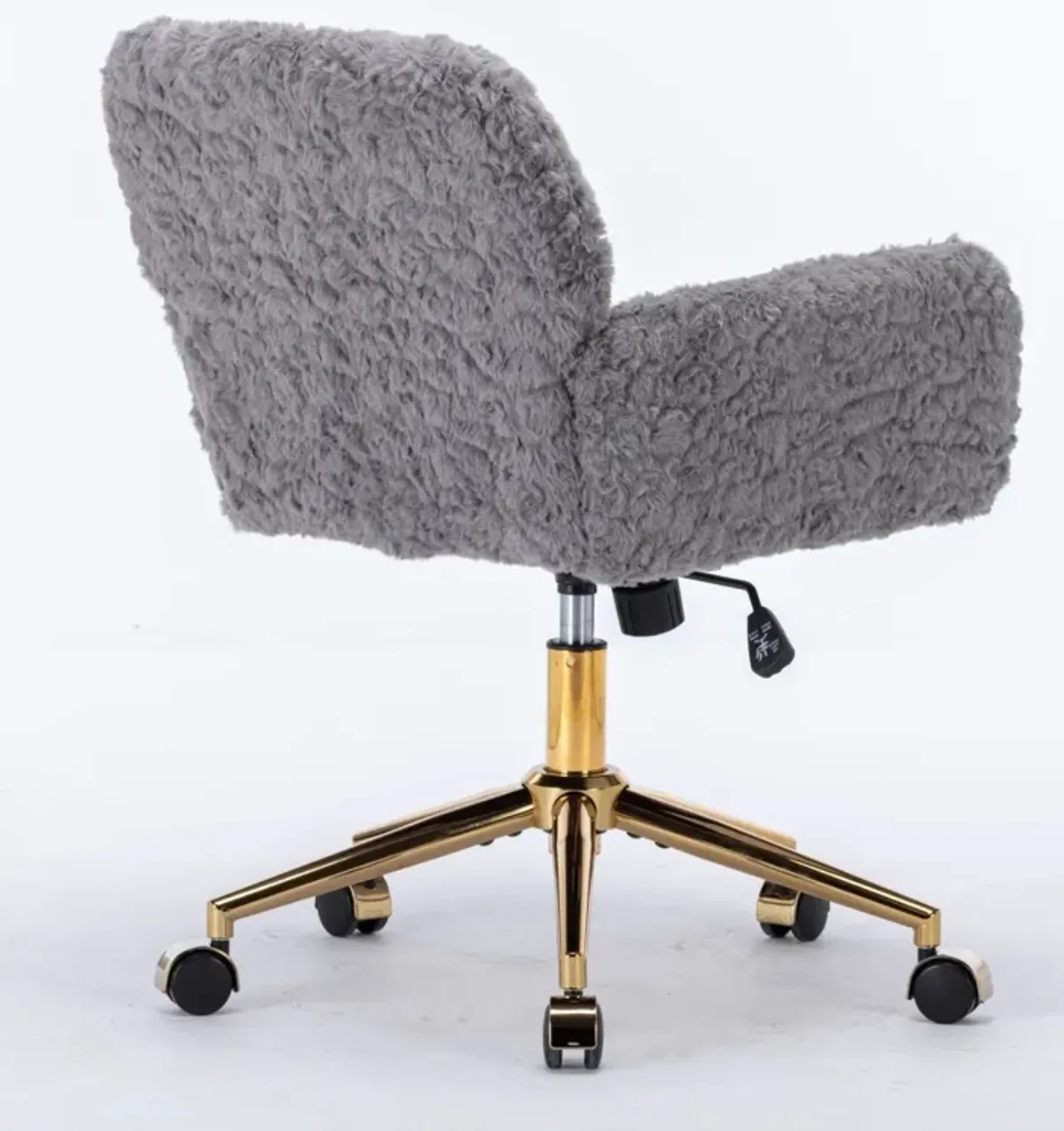 Office Chair, Artificial Rabbit Hair Home Office Chair With Golden Metal Base, Adjustable Desk Chair Swivel Office Chair, Vanity Chair