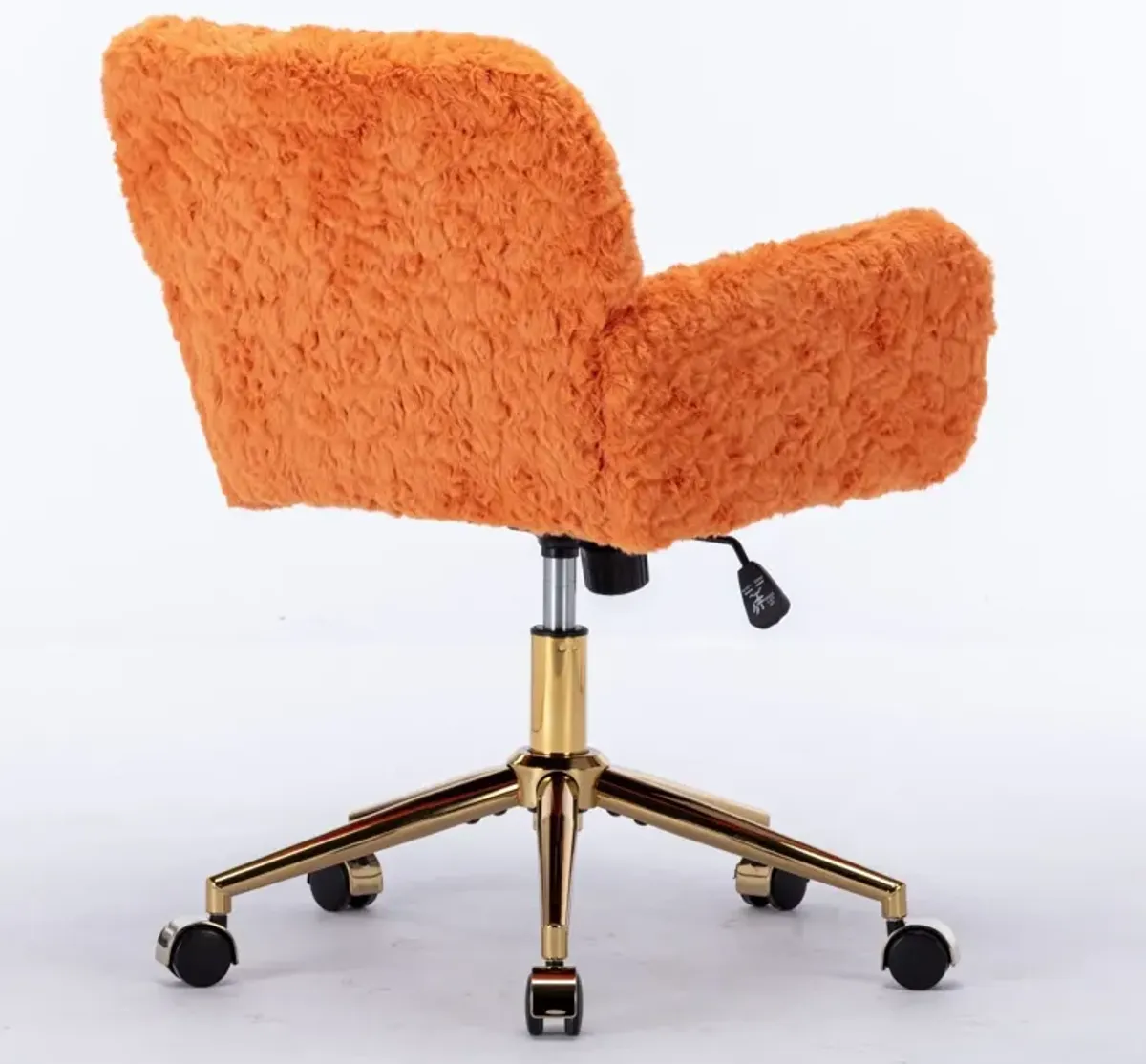 Office Chair, Artificial Rabbit Hair Home Office Chair With Golden Metal Base, Adjustable Desk Chair Swivel Office Chair, Vanity Chair